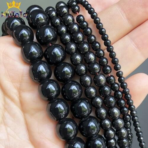 Natural Stone Black Plated Hematite Loose Spacer Beads For Jewelry DIY Making Bracelet Accessories 15'' Pick Size 3 4 6 8 10mm