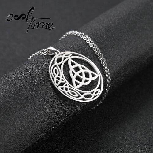 COOLTIME Religious Knot Stainless Steel Long Pendant Necklace Gold Silver Color Jewelry Women Necklace Collares De Moda