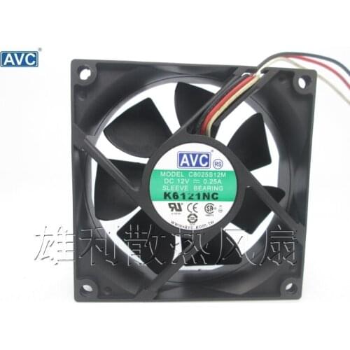 For AVC C8025S12M 8025 8CM 12V 0.25A silent chassis cooling fans