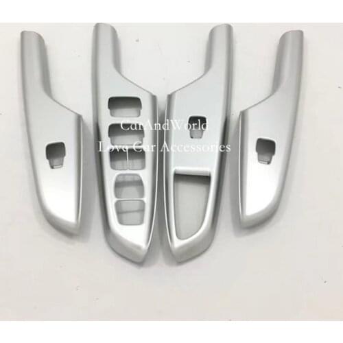 For Hyundai Encino / Kona 2017 2018 Door Window Switch cover Interior Armrest Frame Panel Trim ABS Chrome Car-Stying Accessories