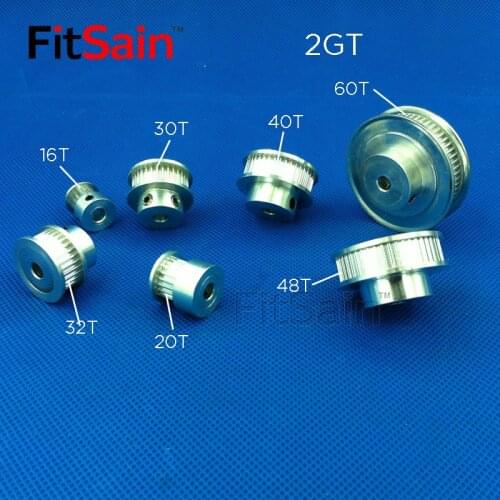 FitSain-2GT 40T/48T/60T/80T Width 6mm aluminum alloy pulley reduction ratio drive synchronous wheel center hole 5/6/6.35/8/10/12
