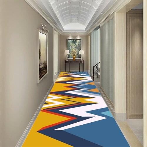 Geometric 3D Corridor Mat Flannel Non-slip Bedroom Kitchen Bedside Rugs Floor Mat Living Room Area Rug 3D Corridor Carpets