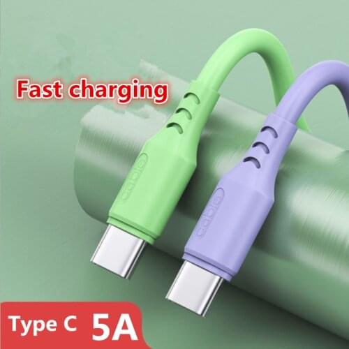 5A Fast Charge USB Type C Cable For Samsung S20 S9 S8 Xiaomi Huawei P30 Pro Mobile Phone Charging Wire White Blcak Cable