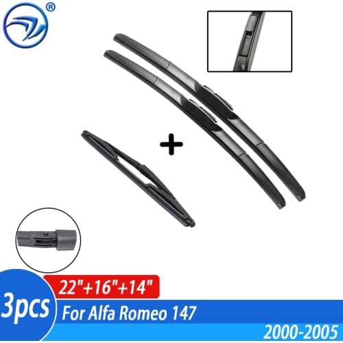 Wiper Front & Rear Wiper Blades Set Kit For Alfa Romeo 147 2000 - 2005 2001 2002 2003 2004 Windshield Windscreen 22"16"14"