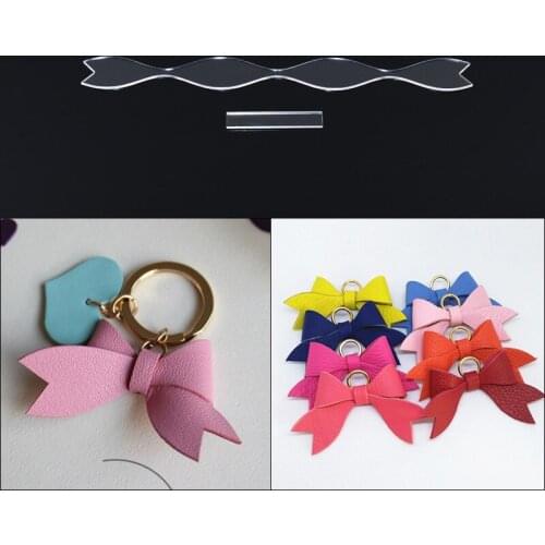 Leather Handmade Craft Key Ring Parts Bowknot Sewing Pattern Acrylic Stencil Template Sewing Accessories with Holes 7x4x1cm