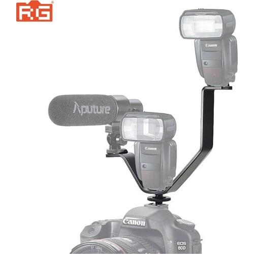 Easy Hood 16.4cm Triple Hot Shoe V Mount Bracket for LED Video Lights Microphones Monitors
