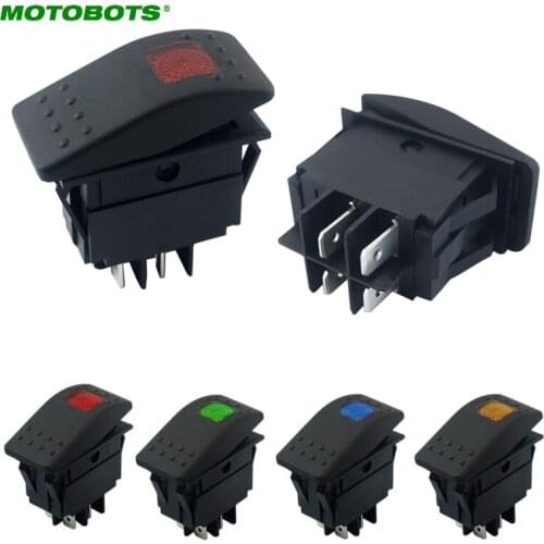 MOTOBOTS 1Pc 12V/24V Car Boat RV Waterproof 4Pin Prong DPST Rocker Switch Toggle ON/OFF With LED Light 4-Color Optional #FD-2926