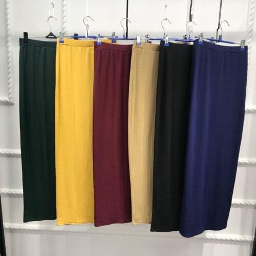 Muslim Fashion High Waist Bodycon Skirt Slim Stretch Buttons Women Pencil Sheath Knit Skirts Islamic Arab Middle East Bottoms