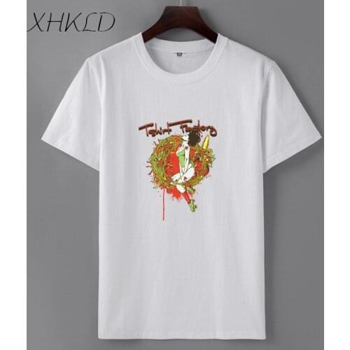 XHKLD tshirts print mens o-neck casual summer short sleeve brand 100% cotton white black tee shirt Tops Camisetas Hombre Camisa