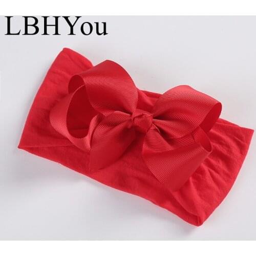 5inches Ribbion Bows Nylon Headbands For Girls,Soft Elastic Wide Knot Turban Headwraps,Princess Kids Nylon Hairbands hair Wear