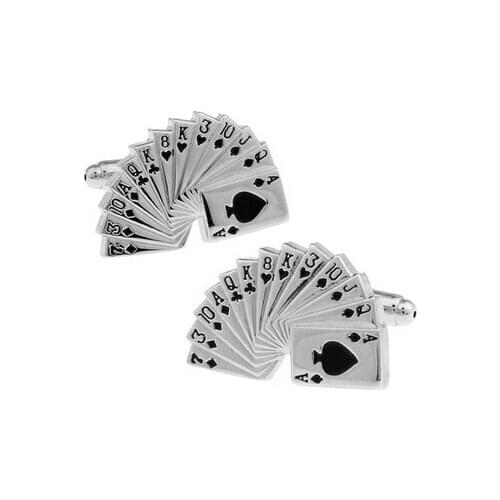 New Design Factory Price Retail Mens Cufflinks Copper Material Playing Cards Design Enamel Cuff Links Free Shipping