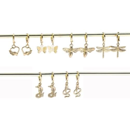 New Style Insect Butterfly Bee Hoop Earrings For Women Fashion Cute Animal Pendant Circle Earrings Party Jewelry 2021