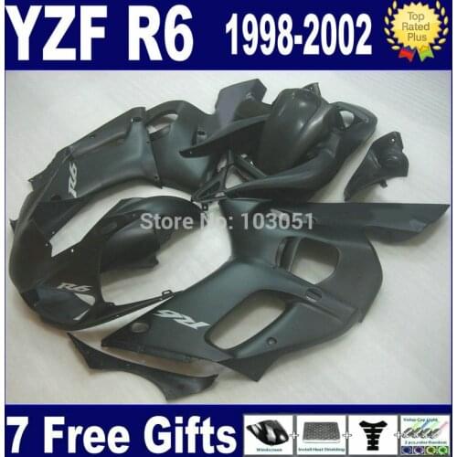 7gifts custom fairings for YAMAHA R6 1998 1999 2000 2002 all matte black YZF R6 98 99 00 01 02 motorcycle ABS Fairing kit