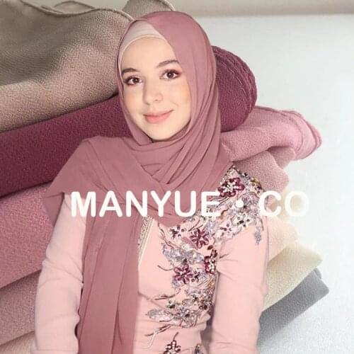 2021 Plain Bubble Chiffon Hijab Scarf Women Muslim Solid Color Long Shawls and Wraps Head Scarves Ladies Foulard Soft Hijabs
