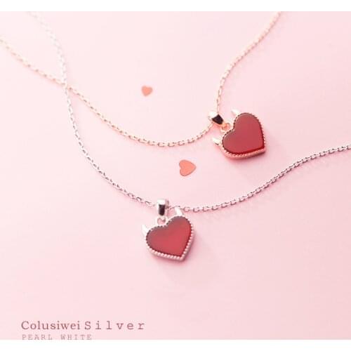 Colusiwei Valentines Day Series 925 Sterling Silver Little Demon Lover Couple Pendant Necklace For Women Jewelry 2020 New