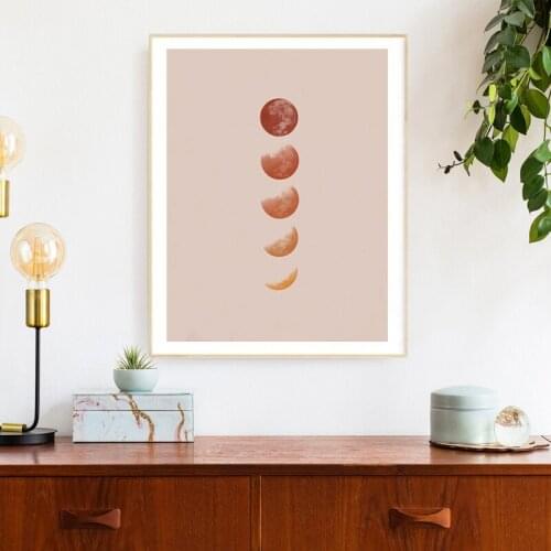 Moon Phase Poster Nordic Gallery Wall Art Canvas Print Boho Decor Lunar Phase Earth Tones Terracotta Moon Painting Interior Deco