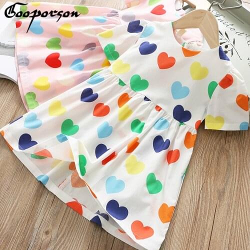 Dress Girl 2019 New Fashion Kids Girls Clothes Heart Printed Cute Dress Children Clothes Summer Wear Kids Clothing