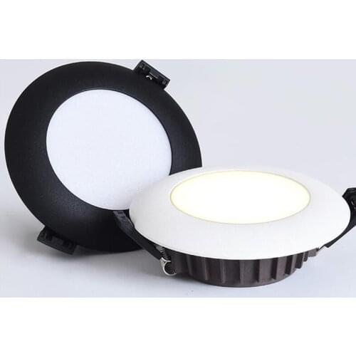 Dimmable Ultra thin 3W/5W/7W /10W LED Ceiling Recessed Grid Downlight Round Panel Light Black White Down Light AC110-240V