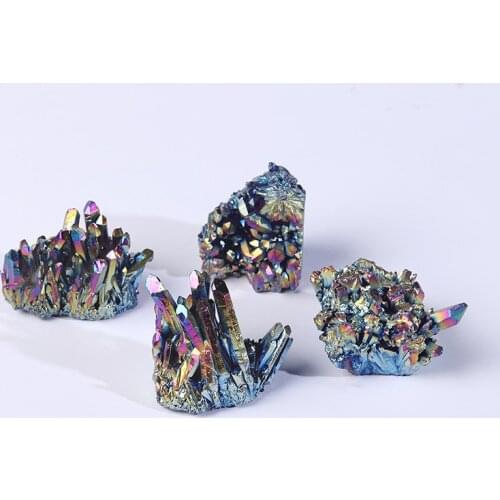Natural Colorful Crystal Cluster Electroplated Mineral Specimen Healing Stone Home Decoration handicraft stone ornament