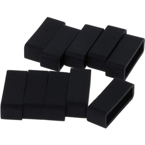 5Pc Black Watchbands 12 14 16 18 20 22 24 26 28 30mm Strap Loop Ring Silicone Rubber Watch Bands Accessories Holder Locker