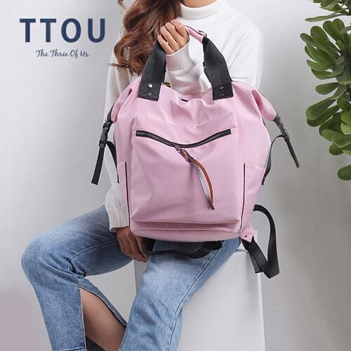 TTOU Nylon Backpack Women Casual Backpacks Ladies High Capacity Back To School Bag Teenage Girls Travel Students Mochila Bolsa