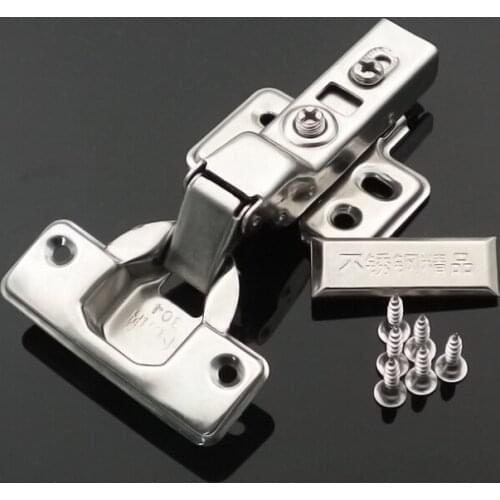 Stainless steel Concealed buffering hydraulic Kitchen Cupboard Cabinet hinge door hinge Full Overlay Clip On Oil Damper hinges