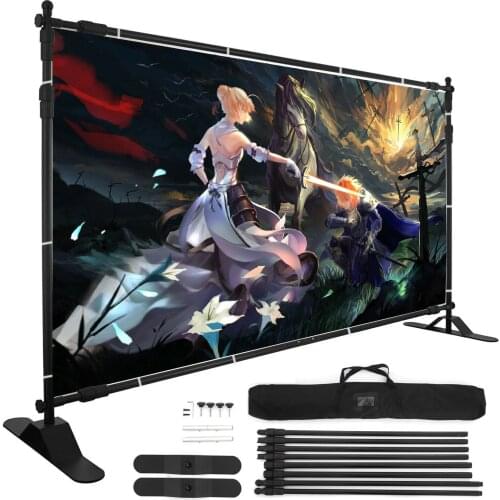 Heavy-Duty Step and Repeat Backdrop Telescopic Banner 10' Stand Adjustable