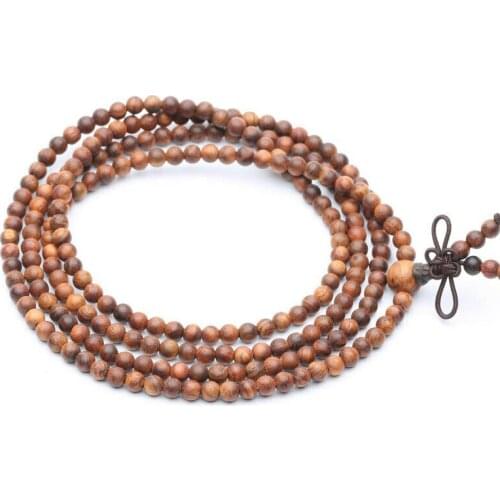 Tibetan Buddhism 216 Vietnam Yellow Pear Wood Prayer Beads Mala Necklace