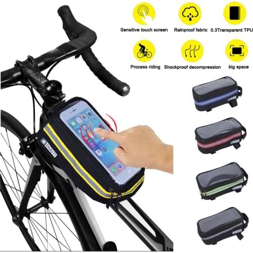 Bicycle Bag Rainproof Bike Bags Front Tube Night Reflective Strip Cycling Bag Front Tube Phone Bag Universal Bike Accessories