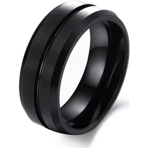 2019 tungsten carbon ring 8mm width comfort fit Tungsten steel ring electroplated black slotted ring