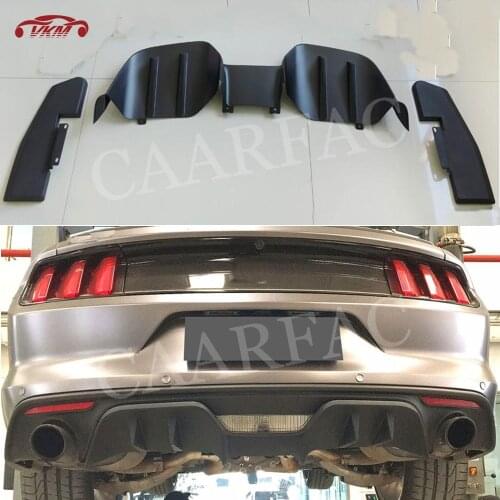 Rear Diffuser Lip Splitters Aprons Spoiler for Ford Mustang 2015 -2017 Carbon fiber / PP Fins Shark Style Bumper Fender Guard