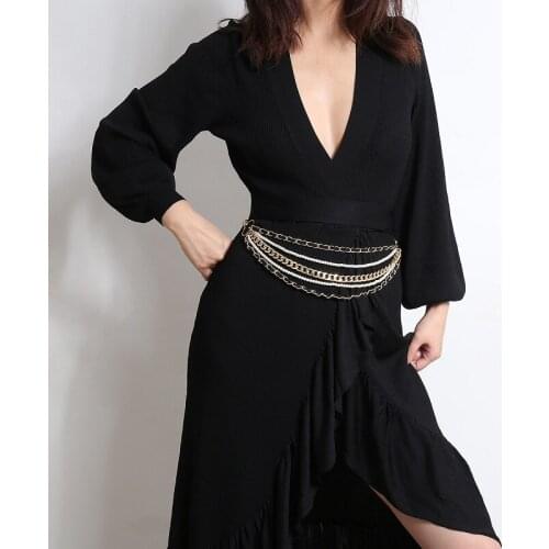 Women Metal Imitation Pearl Chain Belt Gold luxury Jewelry Fringe Waist Chain Fashion Party Hiphop Body Multilayer Chains Strap