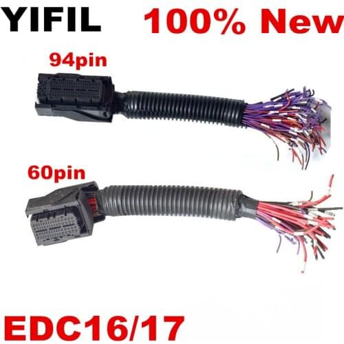 1 kit New ECU/EDC17/16 94 Pin/Way 60 Pin/Way Car Engine Computer Board Plug Connector With Full Cable Wire Pigtail ForVW Audi