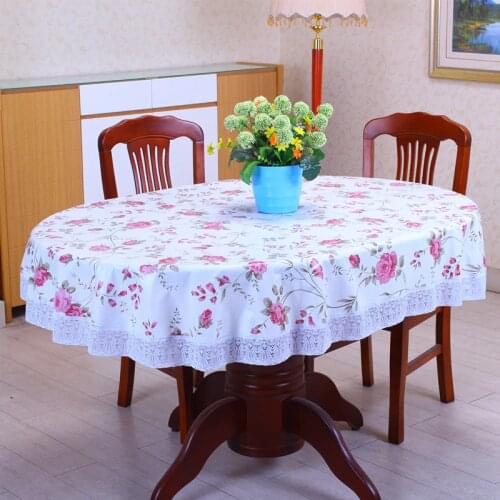 1Pcs 137cmx182cm Thicken Oval Pastoral Style Wave lace PVC waterproof Anti-oil tablecloth home/hotel table cover decoration