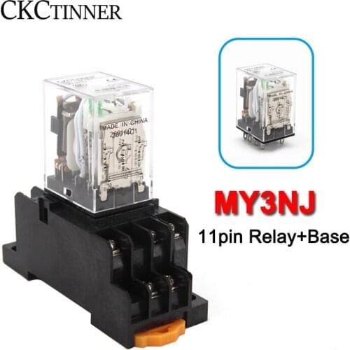 1pcs MY3 HH53P MY3NJ Mini Coil Power Relay 11pin 5A AC 110V 220V with socket DC 12V 24V