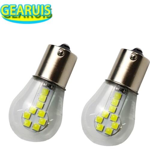 100X Glass case 1156 ba15s 1157 bay15d bau15s py21w 18 smd 3030 led convext auto turn signal brake lights car drl stop bulbs 12V