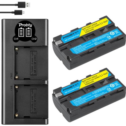 2pcs NP-F550 NP F550 NPF550 NP-F570 NP F570 Rechargeable Digital Camera Battery +USB LED Dual Charger for Sony GV-D200 D80