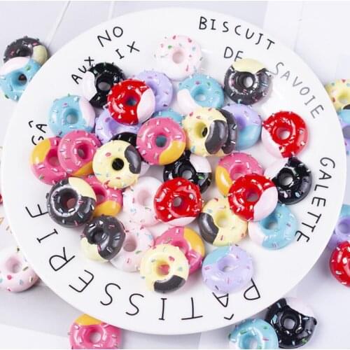20pcs/lot Simulation Donuts Flat back Resin Cabochon Kawaii Fake Food Scrapbook Craft DIY Hair Accessories Decor