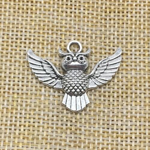 30Pcs Owl Charms 24x29mm DIY Jewelry Making Pendant Handmade Crafts antique silver color bronze