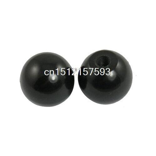 5 Pcs 1/5" Moulded Thread 25mm Dia Tapped Handling Ball Knobs Black