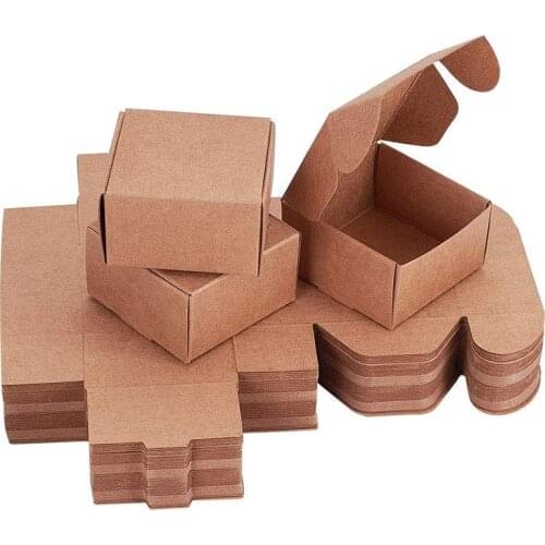 60Pcs Cube Gift Wrapping Kraft Paper Box Handmade Paper Accessories Soap Box for Earring Small Jewelry Crafting