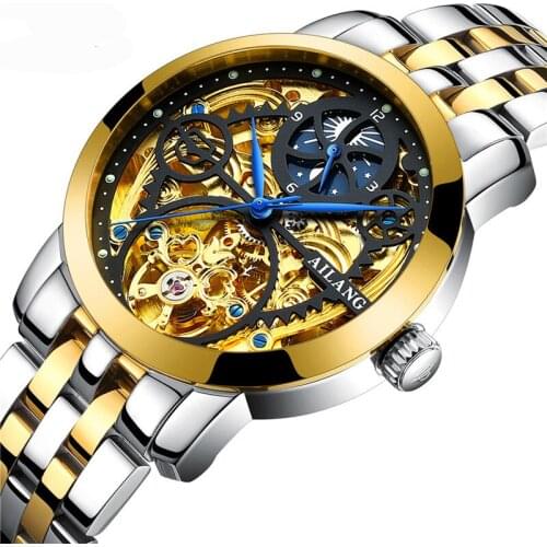 AILANG Waterproof Automatic Mechanical Watch Skeleton Tourbillon Men Brand Fashion Luxury Wristwatch Luminous Sport Clock