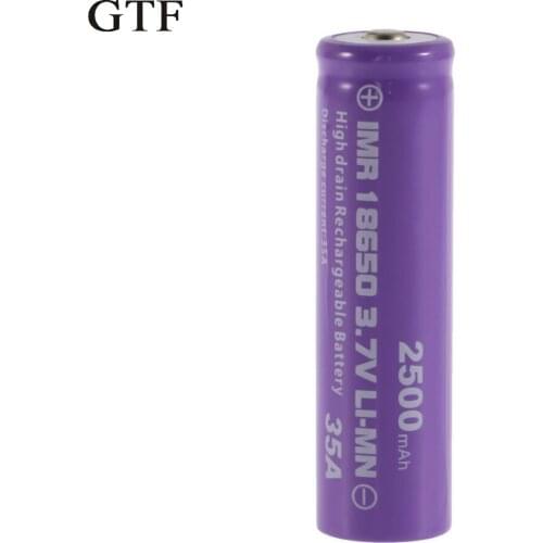 Rechargable battery drain battery gtf, 1 piece, 18650, 35a, 18650 v, 3.7 mah, top button, flashlight battery