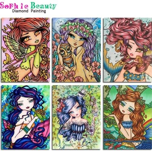 DIY Diamond Painting Cartoon Mermaid Girls Full Drill Cross Stitch Diamond Embroidery Mosaic Children Home Decoration 194050
