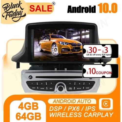 4G+64G Android 10.0 Carplay For Renault Megane 3 Fluence 2009-2015 Multimedia Player Auto Radio Tape Recorder GPS Navi Head Unit