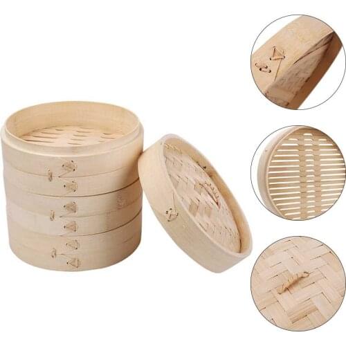 Bamboo Steam Steamer Cooker Basket Dumpling Dim Sum Breakfast Steamed Buns Dumplings Eggs Fish Home Business Use Hand Polished
