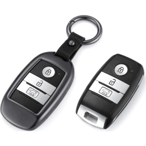 For KIA Aluminum Alloy + Leather Key Ring Car Smart Key wallet car key cover for KIA Optima K2 K3 K4 K5 Sportage car styling