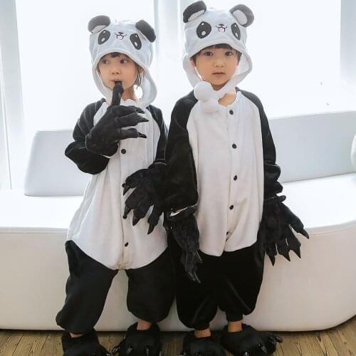 Kid Pajama Unicorn Stitch Panda Cat Anime Costume Cartoon Animal Pyjama For Boy Girl Cosplay Children Sleepwear With Slippers