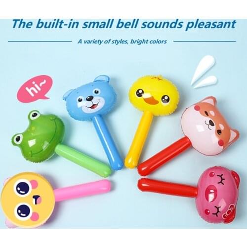 Animal head long stick childrens inflatable toys wholesale small inflatable bell hammer gift