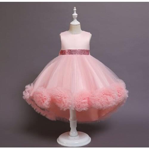 Kids Princess Dresses For Girls Sequin Belt Bridesmaid Dresses Clothes Children Ball Gown Party Wedding Dress